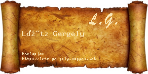 Létz Gergely névjegykártya